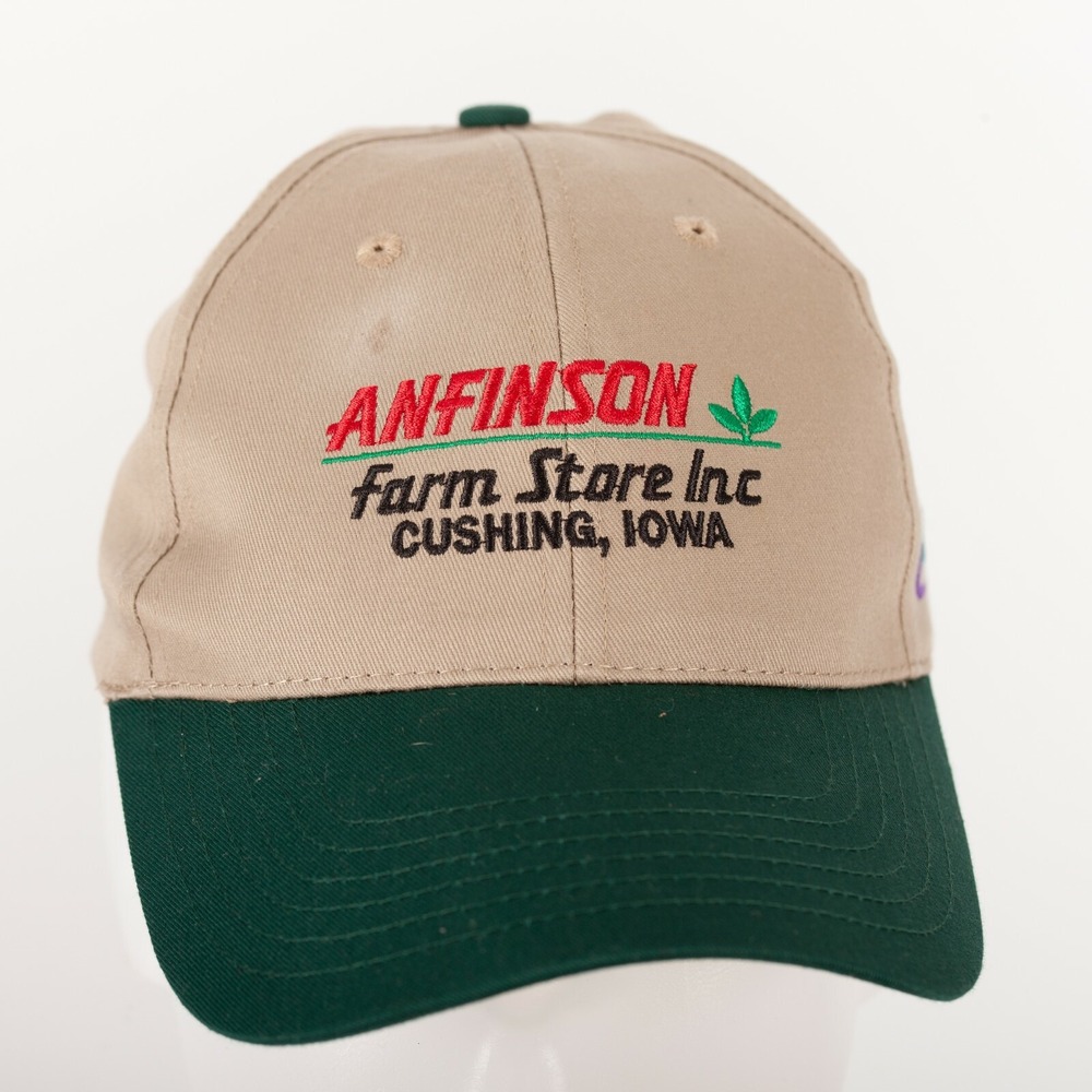 K-Products Anfinson Farm Store Hat Mens OSFA Tan Green Snapback Iowa Lumax